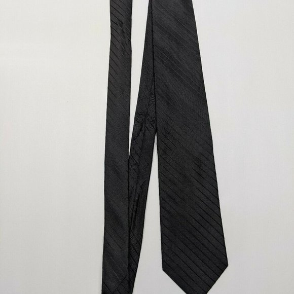 Van Heusen All Black Style Striped Silk Necktie - Picture 3 of 5